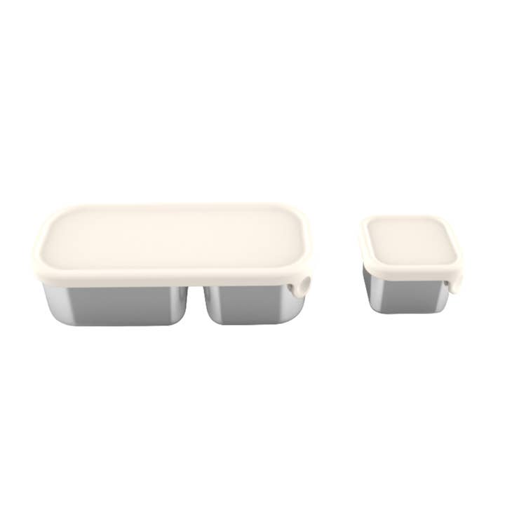 Mighty Minis Stainless Steel Containers – Set of 2 - Beige (PRE-ORDER) for wholesale by Mum Made Yum