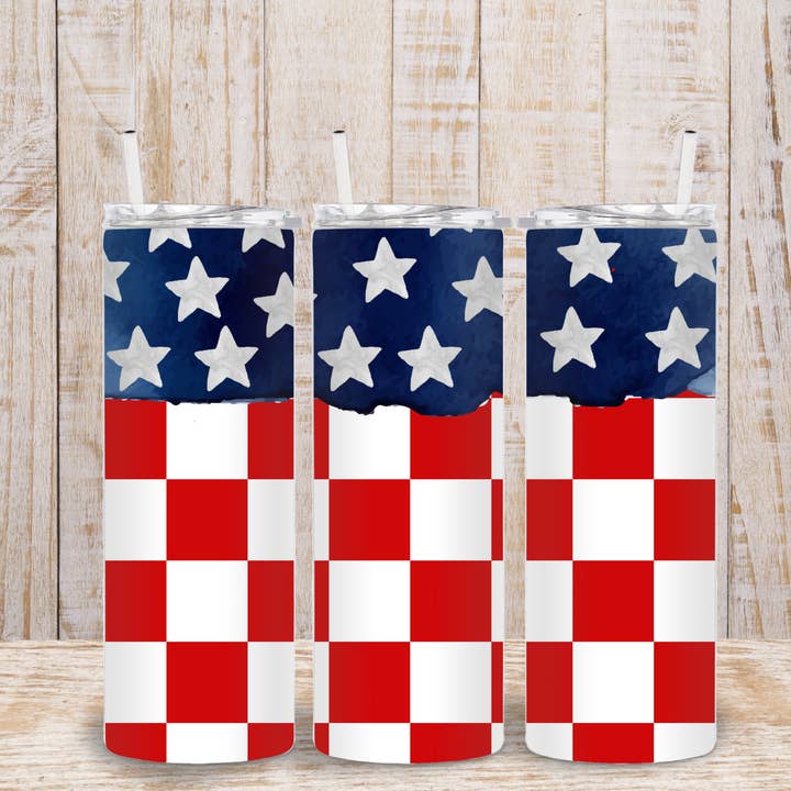 Red White and Blue Tumbler for wholesale by Dixie Grace Mercantile