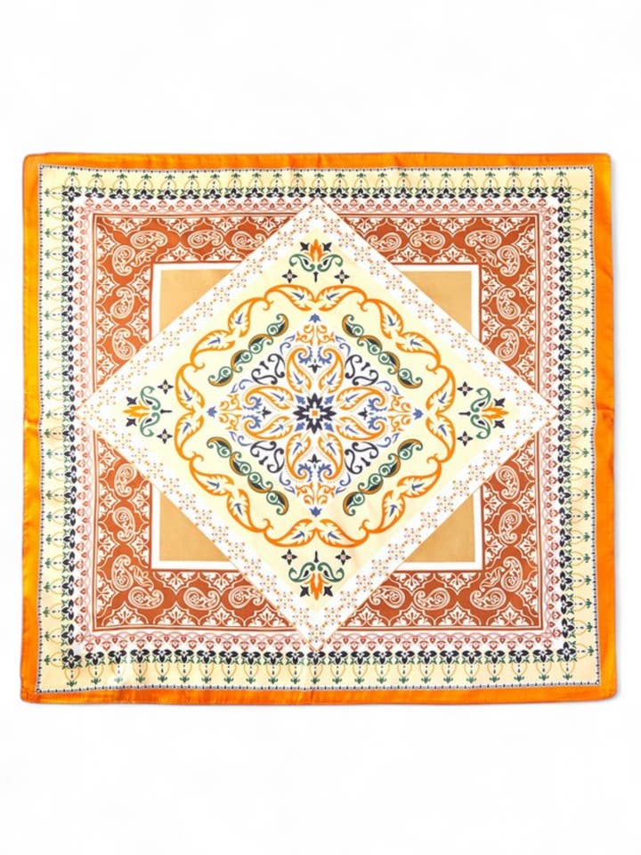 Oriental Arabesque Printed Bandana Square Scarf for wholesale by Artini Accessories