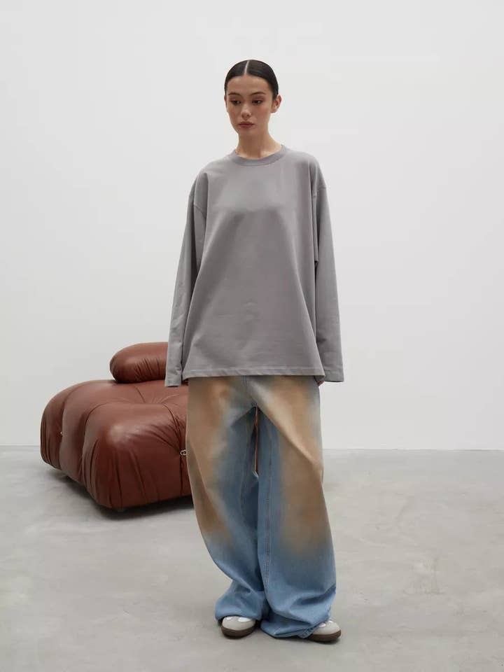 Suhkasana - Wholesale T-Shirt - Women's - Heavyweight Cotton Long Sleeve Crewneck Oversized T Shirt24