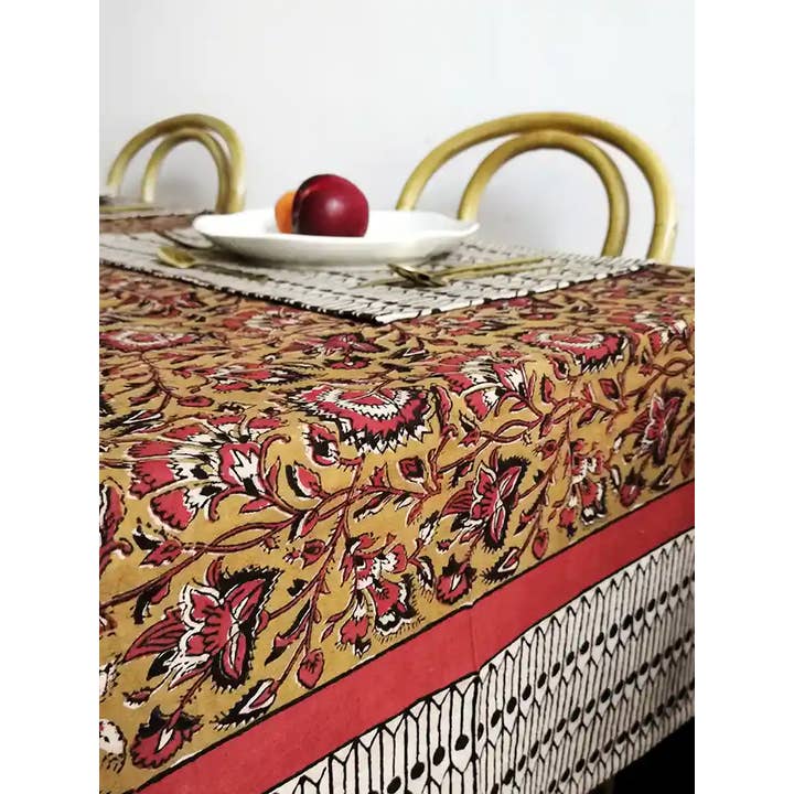 Nayda Diaries - Wholesale Tablecloth - Tablecloth flowers printed Indian block print Udaïpur5