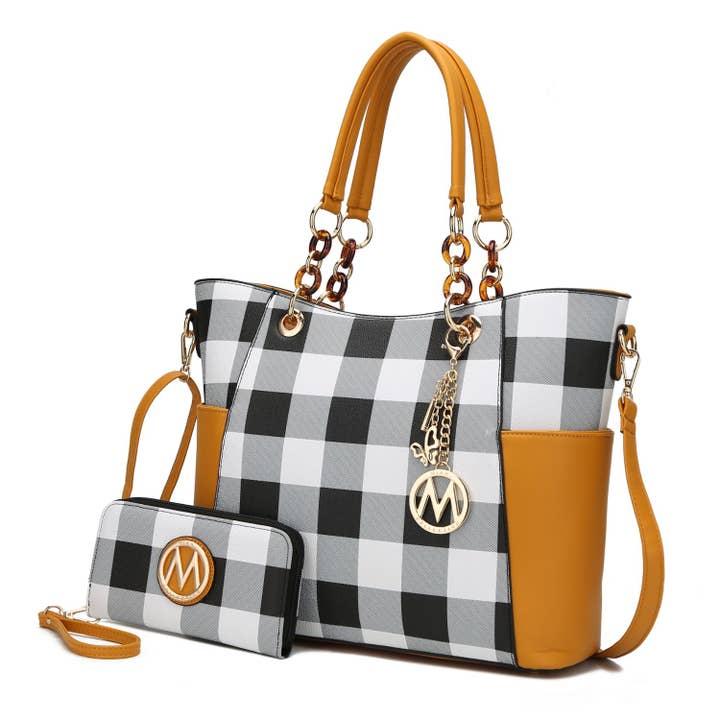 MKF Collection - Wholesale Tote Bag - Women's - MKF Mariely Checker Tote Bag & Wallet Set Women Handbag3