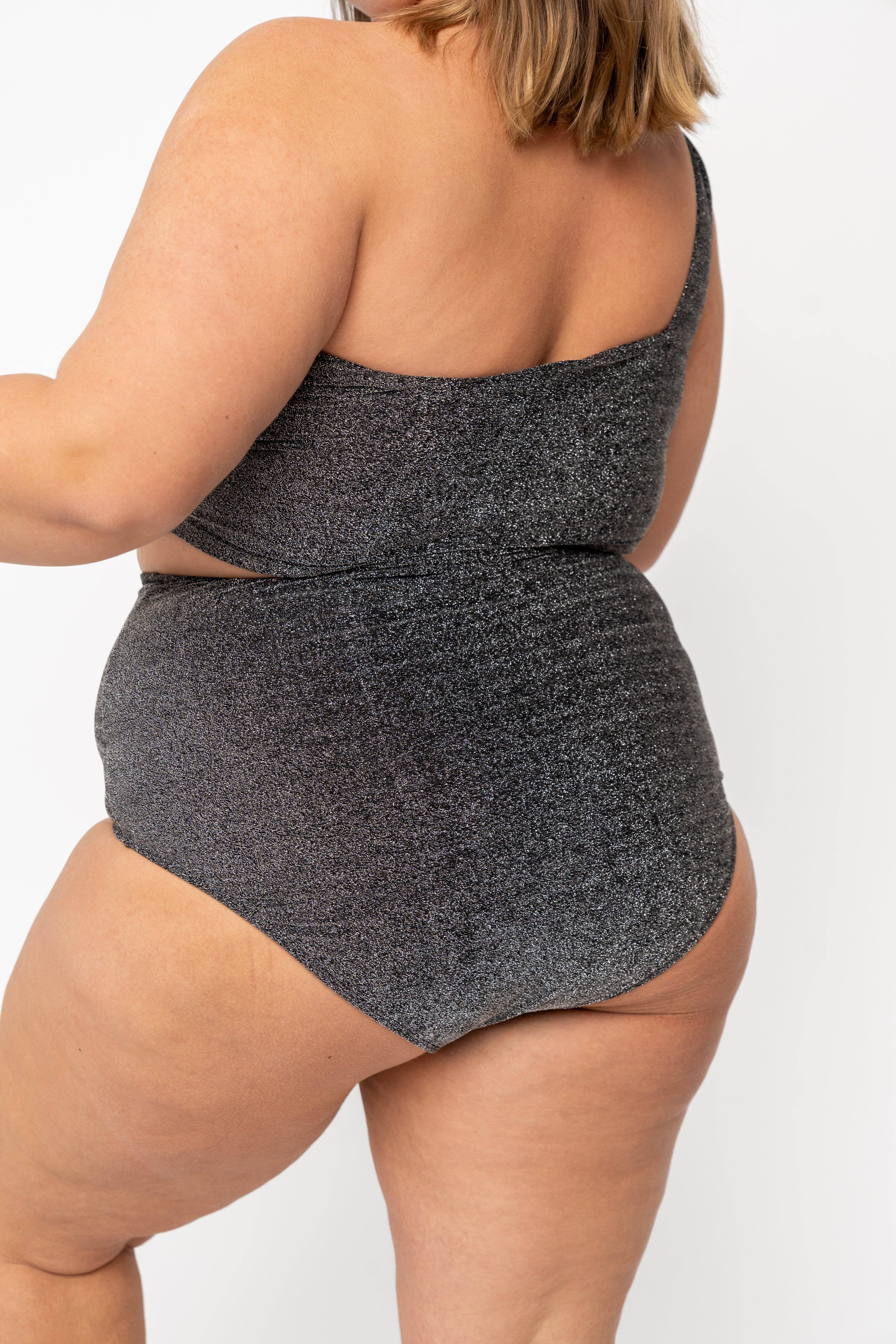 Coral Reef Swim - Wholesale Swim Bottoms - Women's -  Black Shimmer High Waisted Swim Bottom11