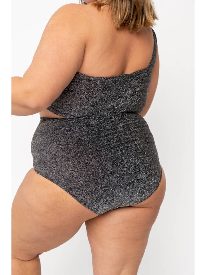 Coral Reef Swim - Wholesale Swim Bottoms - Women's - Black Shimmer High Waisted Swim Bottom11