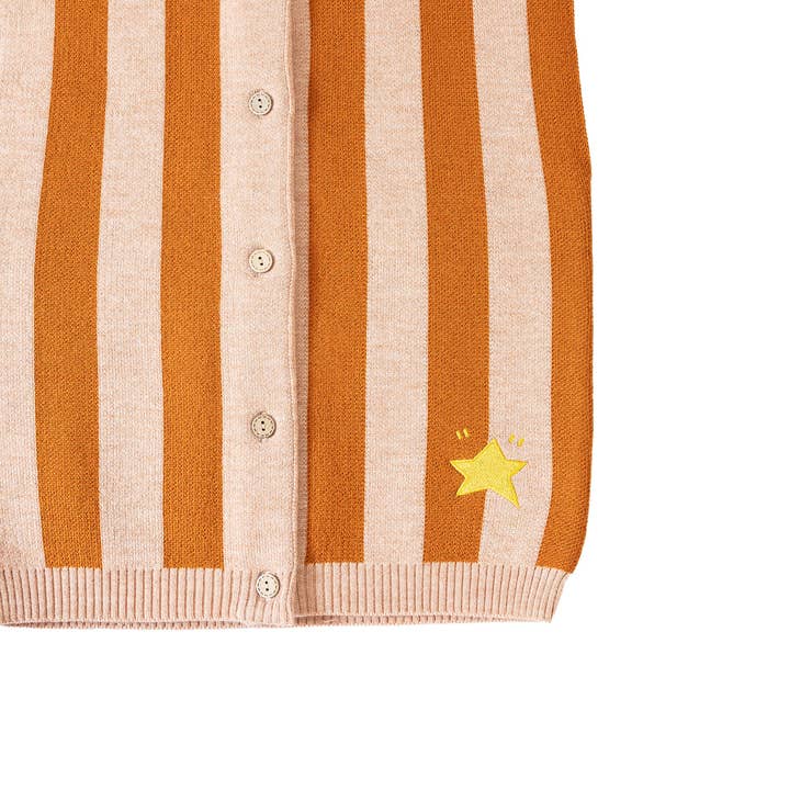 Knit Planet – wholesale Sweater vest – Kids – Stripe Vest Gingerbread/Pastel Orange2