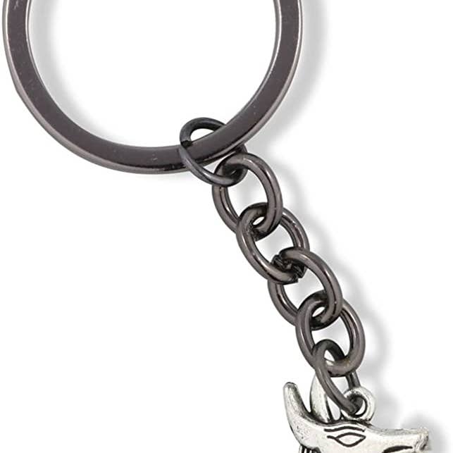 Silver Emerald Park Jewelry Anubis Dog Egyptian God Charm Keychain for wholesale on Faire