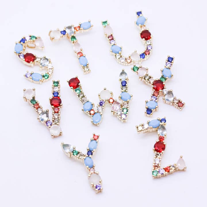Rainbow CZ Initial Letter S-Z Pendant for wholesale by Jewel Pledge