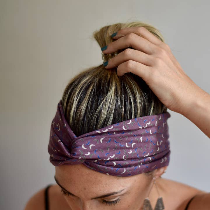 Petitama – wholesale Pannband - Dam – Turbanpannband med månskära för kvinnor, lila huvudduk1