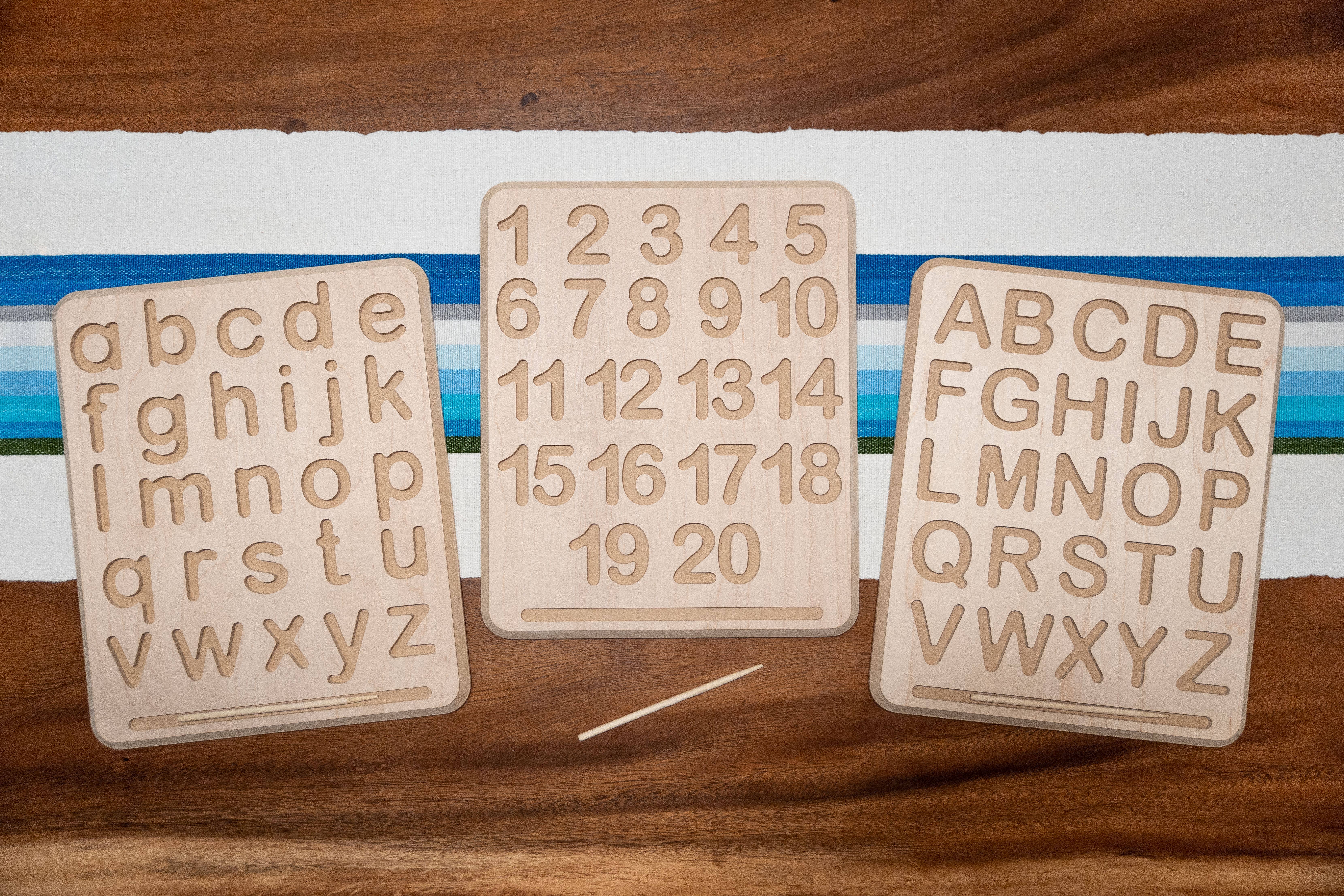 BeginAgain – wholesale Wood toy – Child – Wooden Alphabet & Numbers Tracing Boards w/ Stylus USA MADE5
