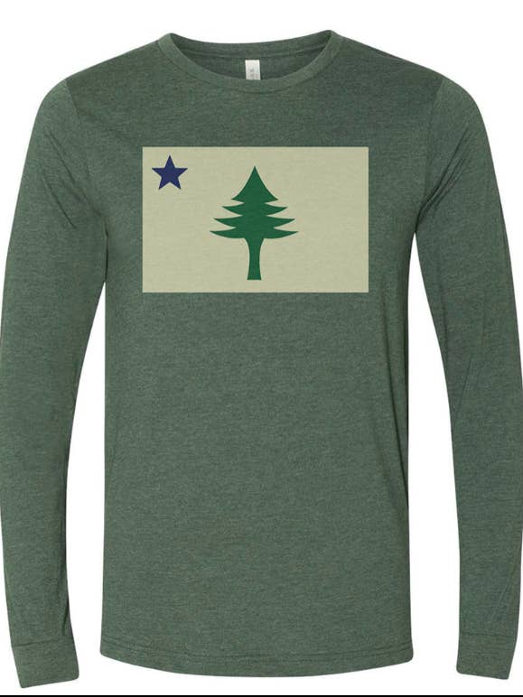 Maine 1901 Pine Tree Flag Long Sleeve Shirt for wholesale by Woods & Sea