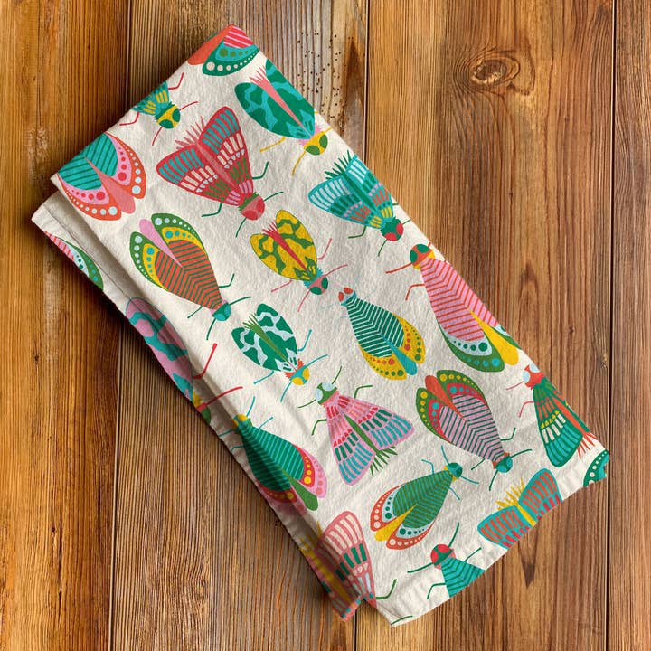 Rebecca Jane Woolbright - Wholesale Tea Towel - Spring Glow Tea Towel – Colorful Moth Linen Kitchen Towel1