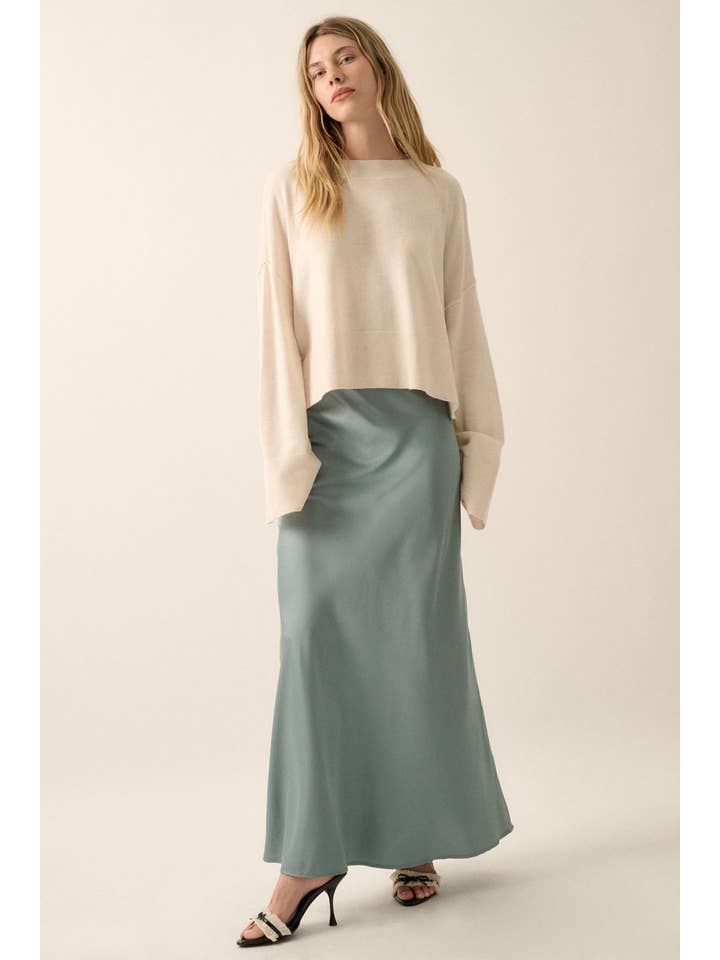 Promesa USA - Vendita all'ingrosso Maglione tricot - Donna - Maglione ampio a maniche larghe in maglia solida