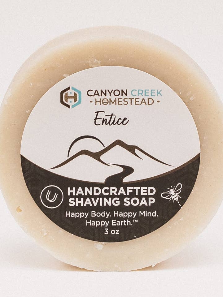Handcrafted Shaving Soap Entice Vetiver 3 oz for wholesale by Canyon Creek Homestead LLC