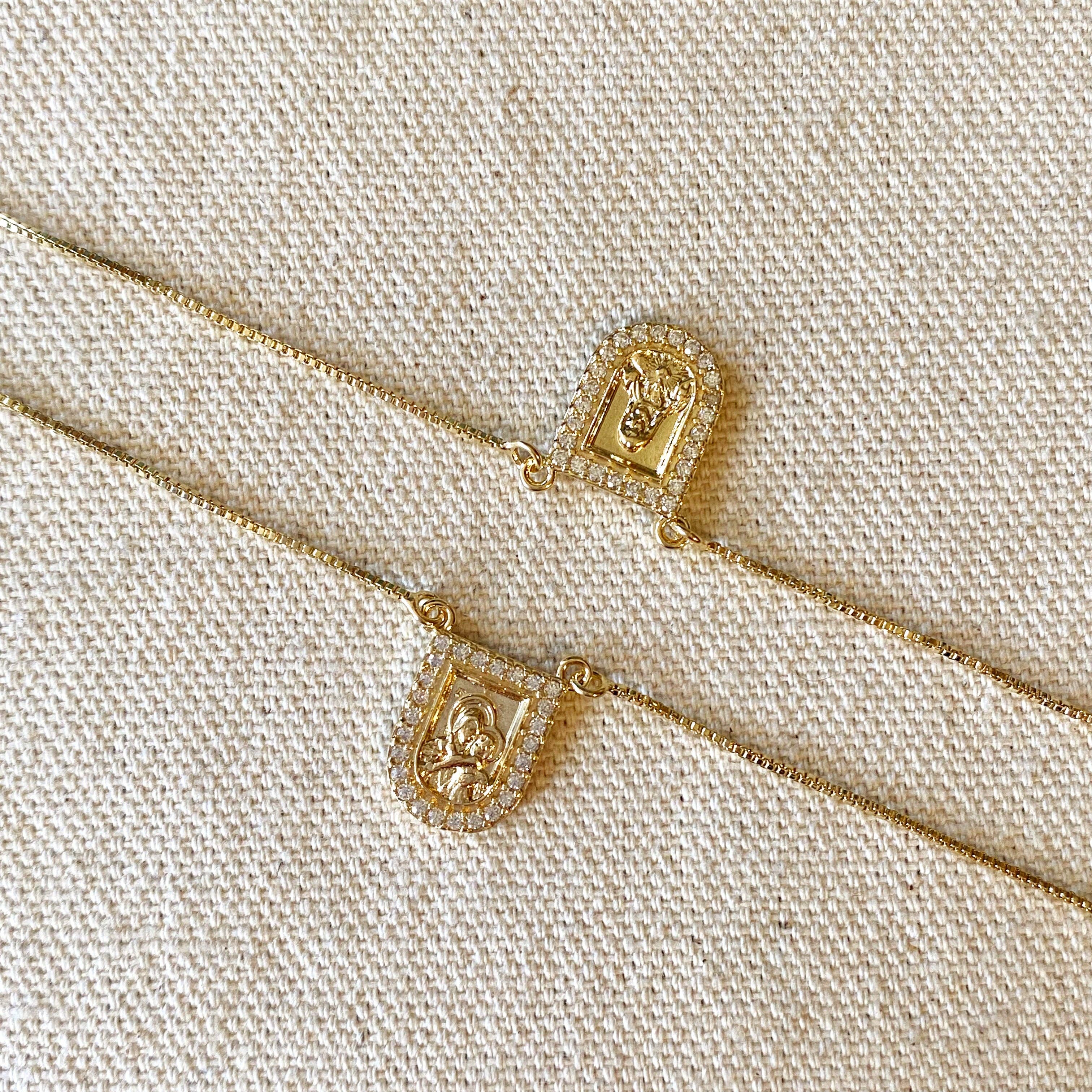 GoldFi - Venta al por mayor Collares con colgantes/abalorios - Collar escapulario de moda en oro relleno de 18k3