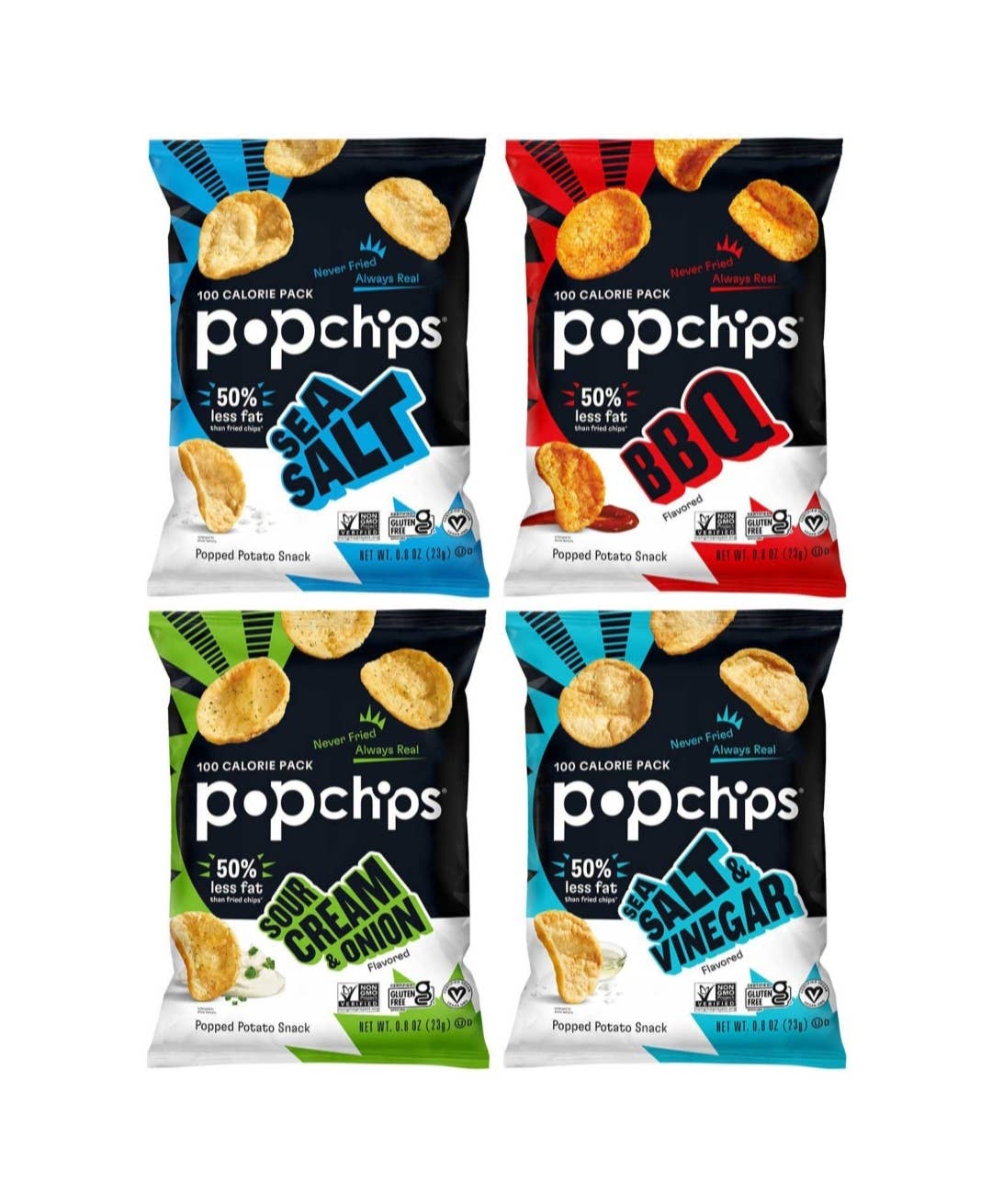 Majestic Wholesale - Wholesale Chips - Popchips Variety Pack – 0.8oz Bags, 30CT BBQ, Sea Salt, etc1
