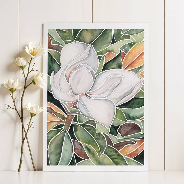 Magnolia Bloom– Floral Giclée Art Print for wholesale by Petal & Lark Watercolor Co.
