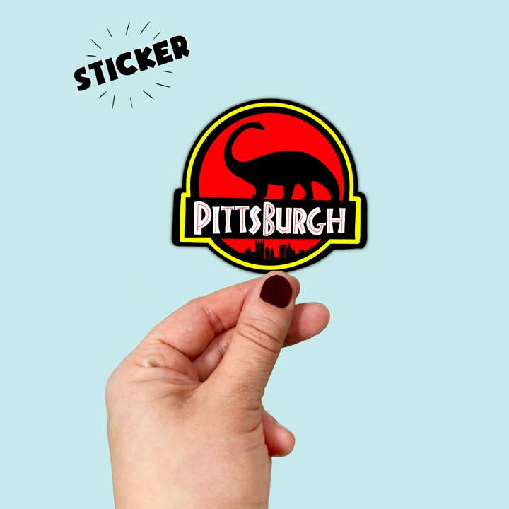 Vattentät Vinyl Pittsburgh Jurassic Dinosaur Sticker för wholesale av Songbird Artistry