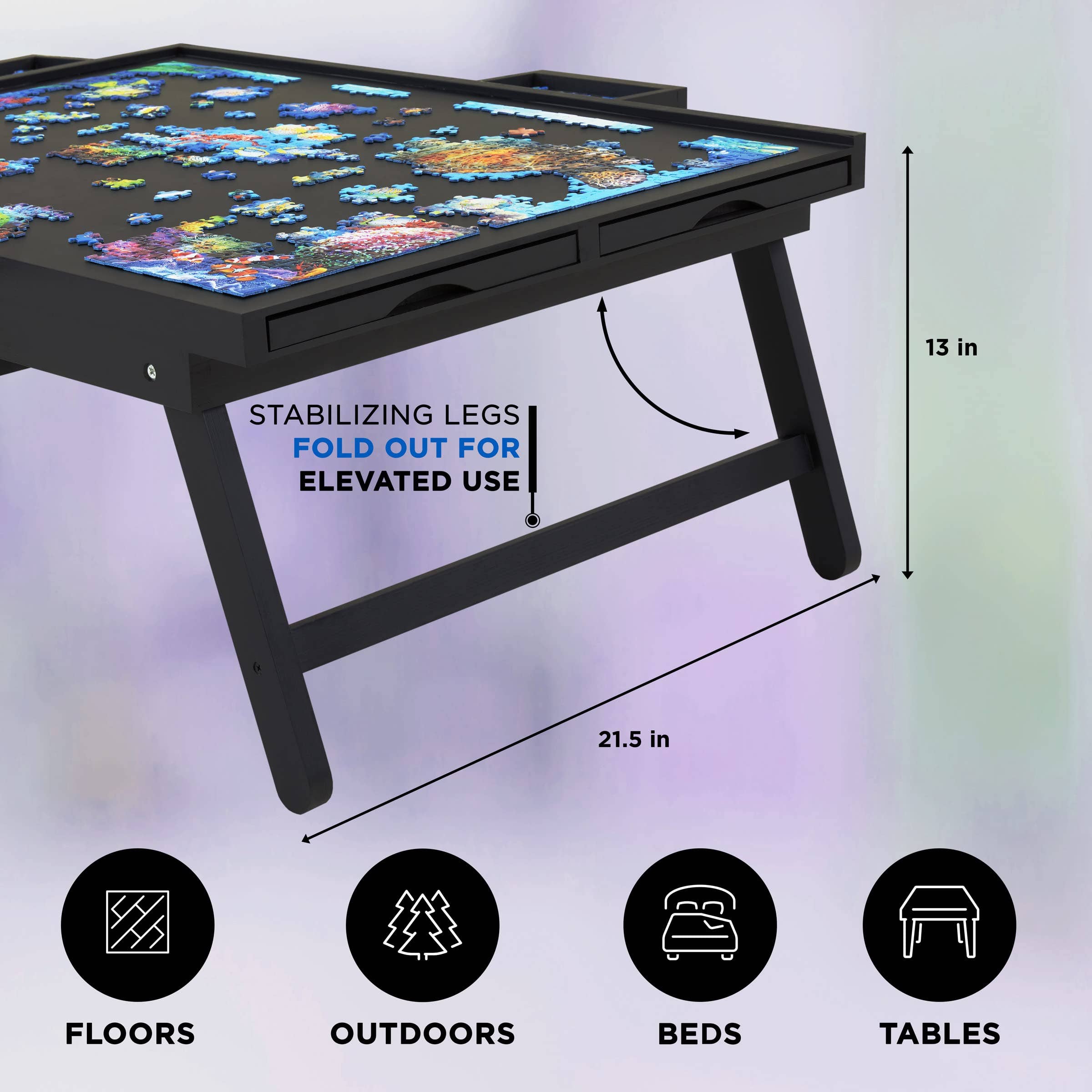 Jumbl - Wholesale Puzzel - Volwassene - Puzzelbord van 1000 stukjes, 23 „x 31" houten puzzel met poten16