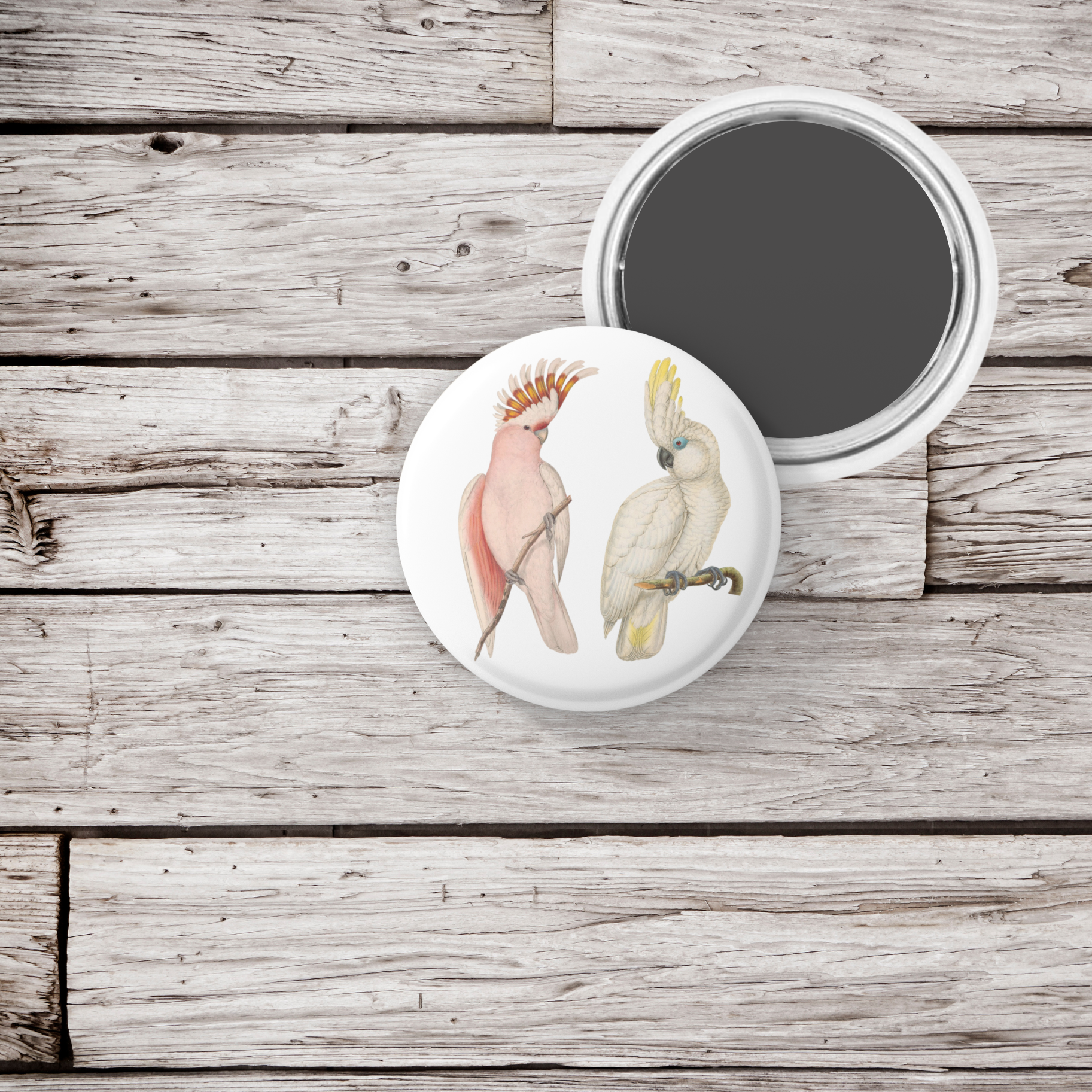 NatureCuts - Vente Épinglettes/boutons - Épinglette en forme de cacatoès, porte-clés en forme de cacatoès, aimant en forme de cacatoès4