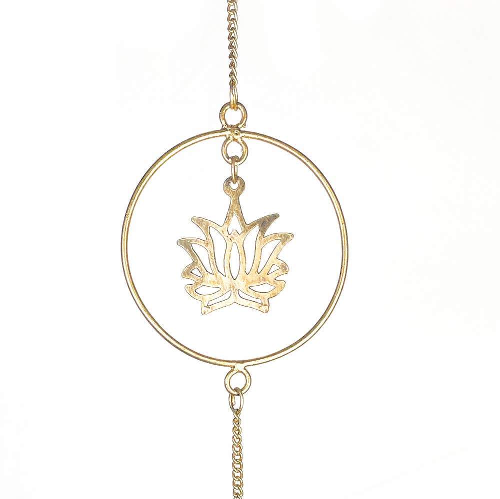 Mira Fair Trade - Vendita all'ingrosso Acchiappasole - Acchiappasole con fiore di loto dorato e cristalli in vetro1