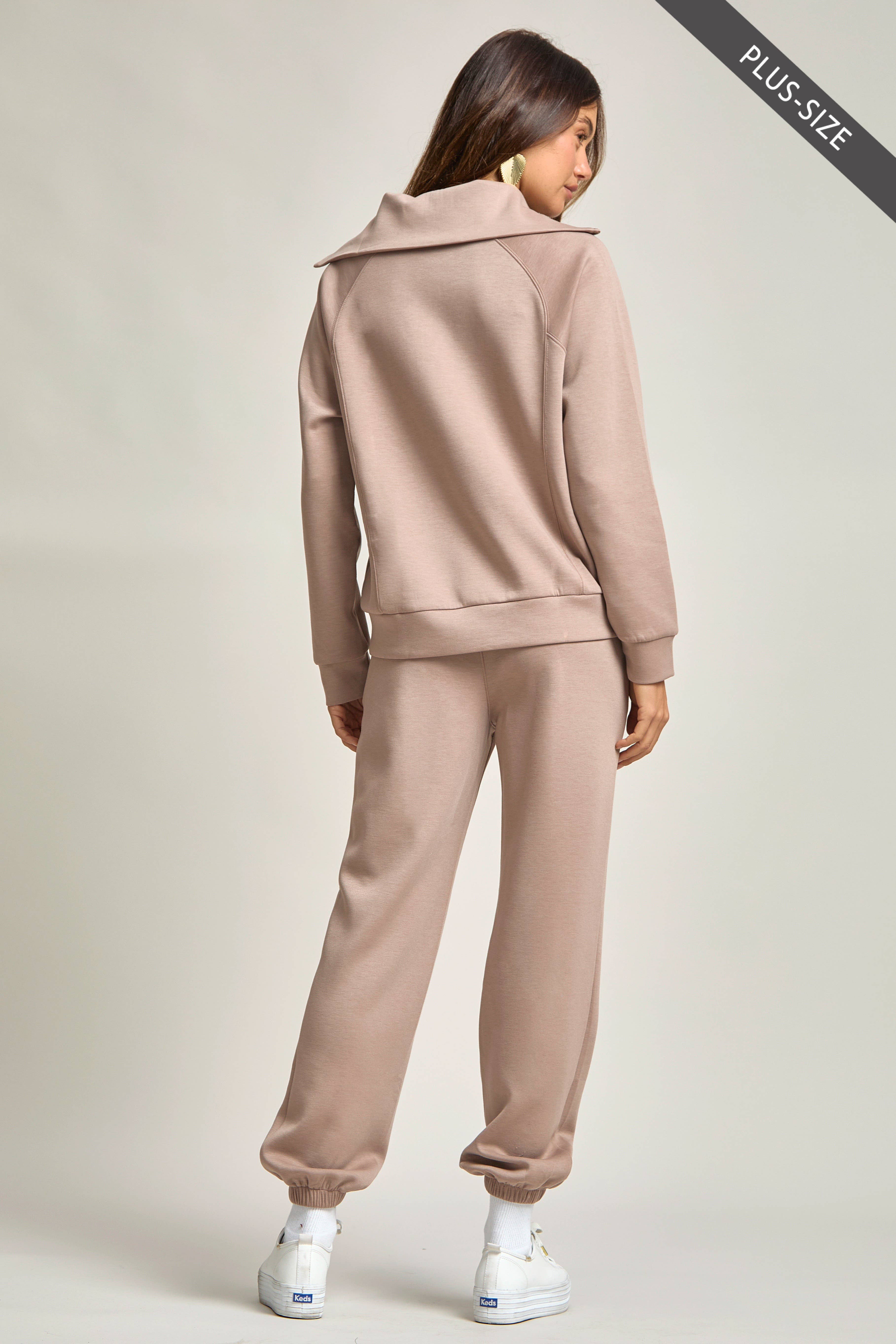Dear Scarlett - Wholesale Lounge Set - Women's - PLUS SIZE Quarter Zip Pullover + Jogger Modal Travel Set43