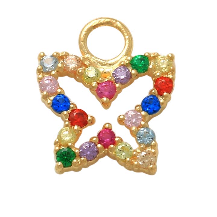 Abalorio multicolor con forma de mariposa colgante en oro amarillo macizo de 10 quilates para venta al por mayor de Zahav Jewelry