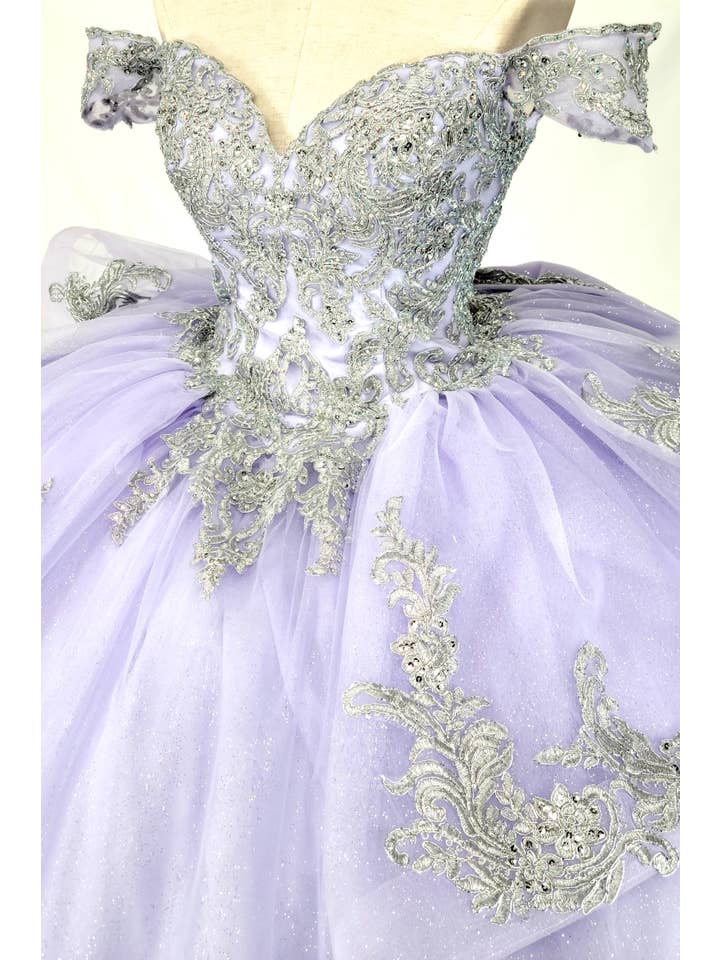 lilac silver Off the shoulder lilac/silver quinceanera dress CHF3123 for wholesale on Faire4