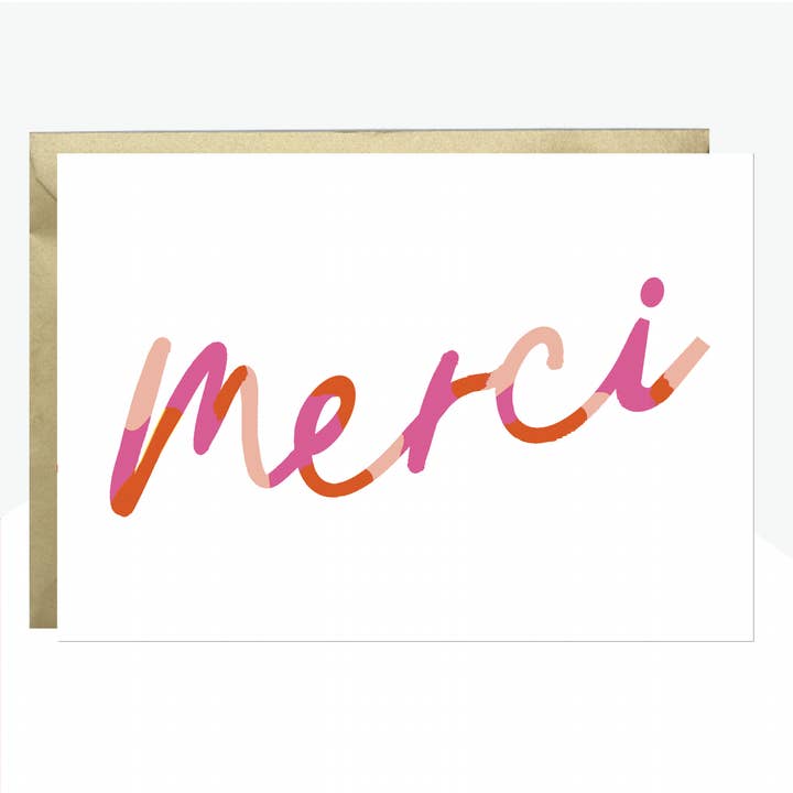 Merci' Neon Print Card for wholesale by Lottie Simpson