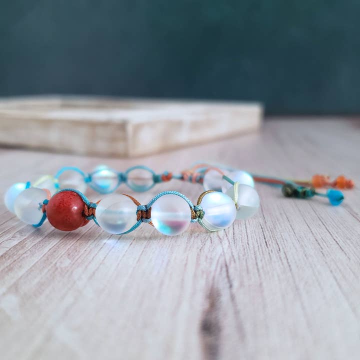 Summer Indigo - Venta al por mayor Juegos de joyas - Pulseras chakras intencionales - Cierre de borlas - Juego de 7