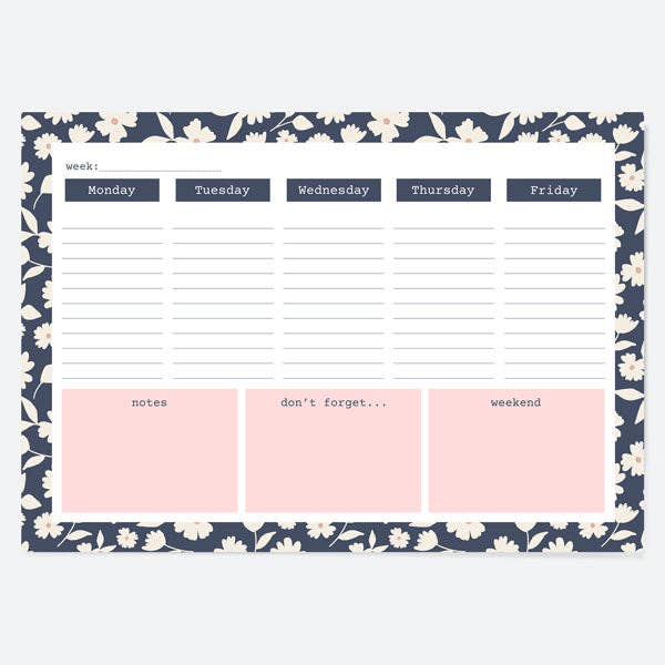 Navy & Blush Flowers - Desk Planner for wholesale by Dotty About Paper