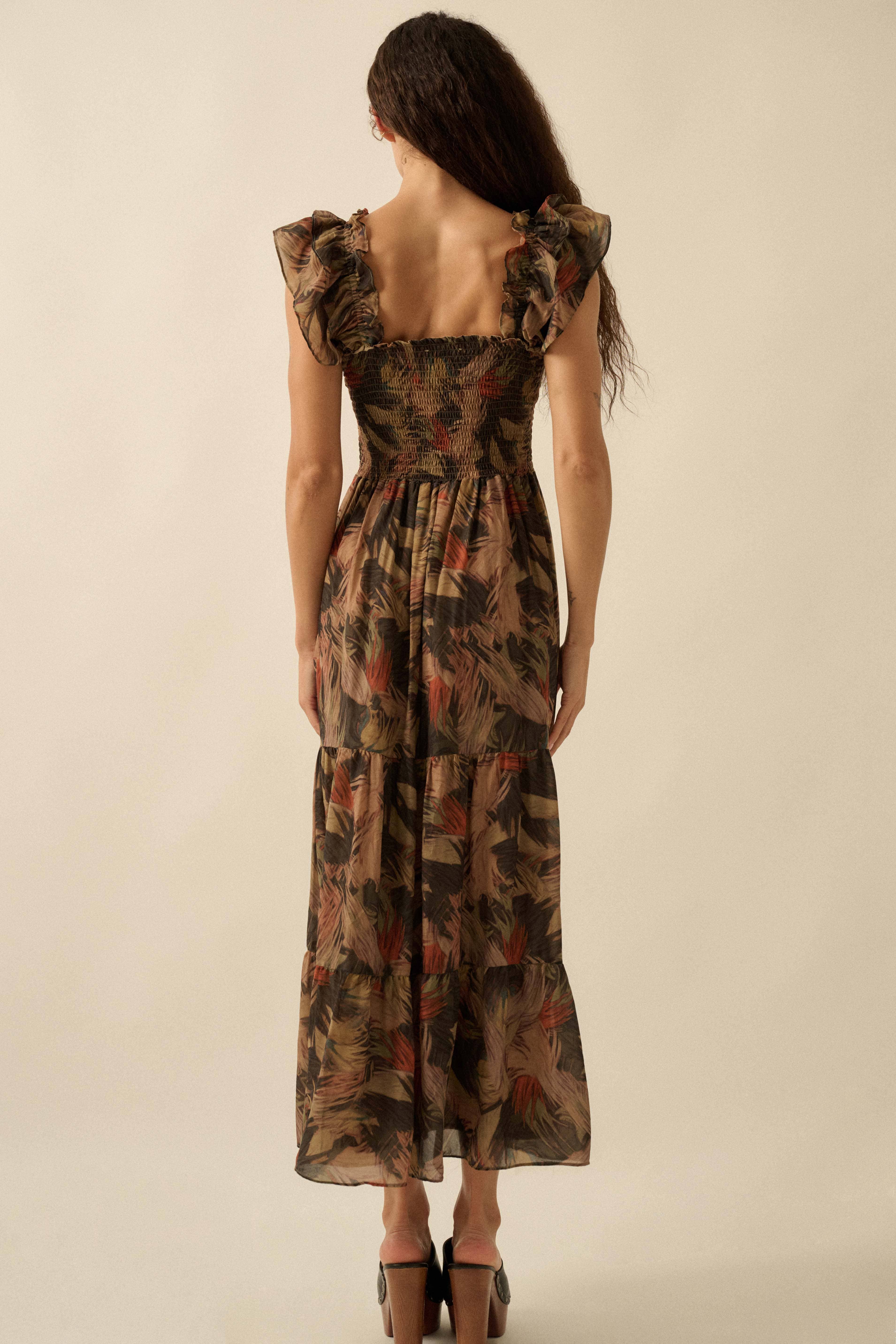 Promesa USA - Wholesale Dress - Women's - Abstract-Print Smocked Ruffle Midi Dress17