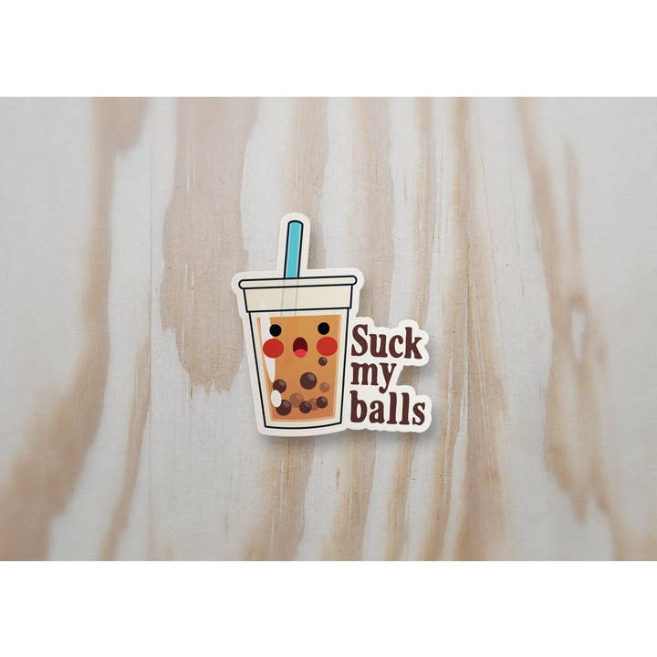 Faliope Stickers Co. - Wholesale Sticker - Suck My Balls Boba Tea Sticker, Funny Inappropriate || 462