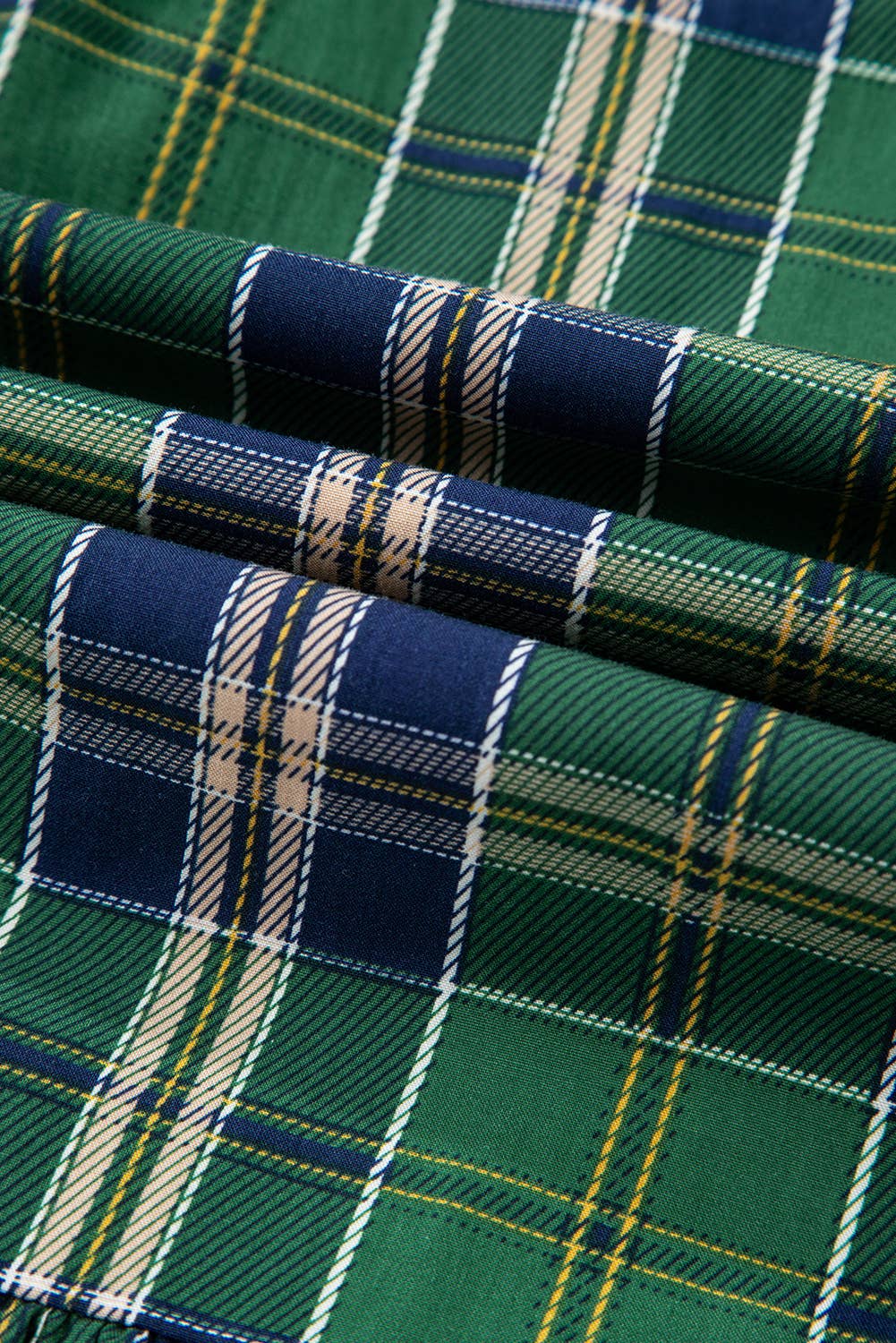 FULL TIME PURCHASE - Wholesale Dress - Women's - Plaid Print Frilly Collar Long Sleeve Shift Mini Dress10