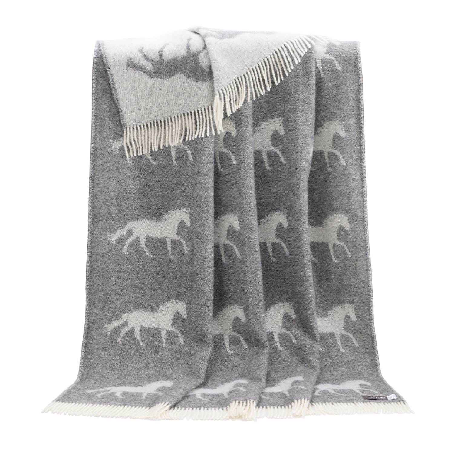 JJ Textile - Wholesale Throw Blanket - Horse Soft Grey Pure Wool Throw1