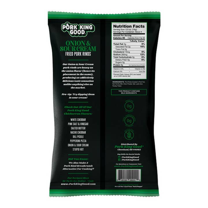 Pork King Good - Wholesale Puffed Snack - Pork King Good Onion & Sour Cream Pork Rinds 1.75oz Bag1