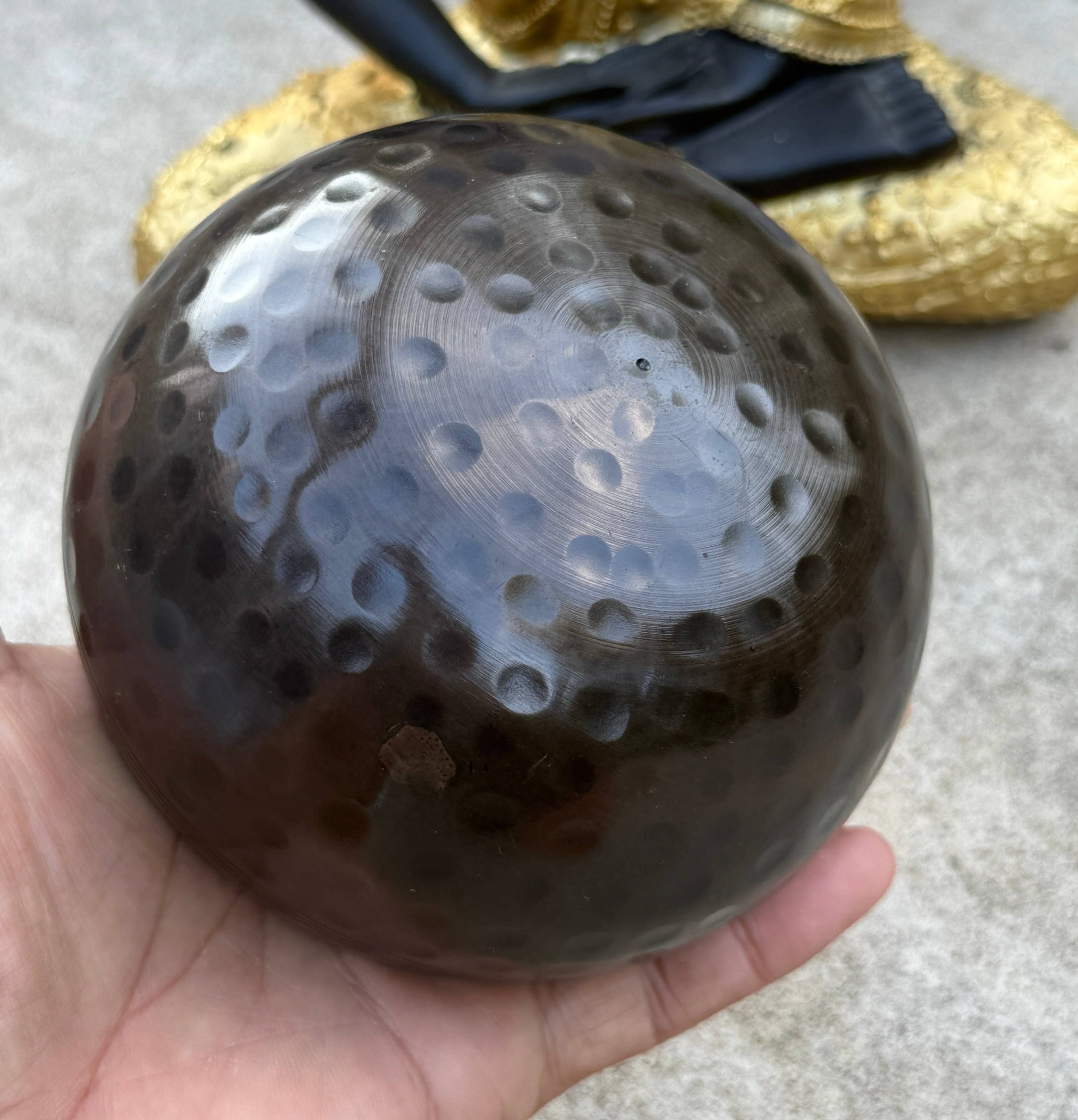 Lungta Imports – wholesale Meditation supplies – Hammer Mark Singing Bowl Set ~ With Mallet and  Cushion 10