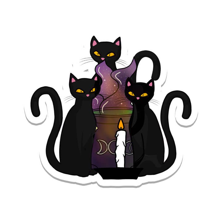 Cat Cult | Witch | Magic | Waterproof Vinyl Sticker | 2.7' for wholesale by Rebel and Siren Stickers