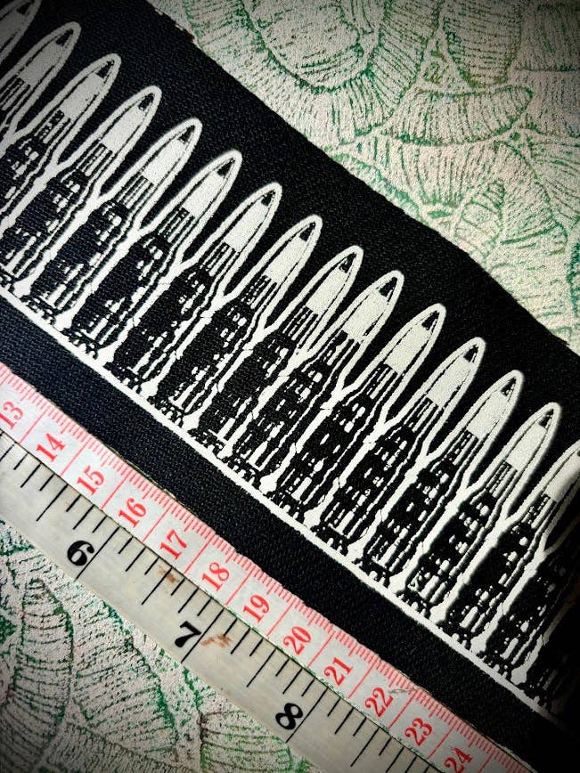 Long bullet belt patch. for wholesale by Three Raccoons