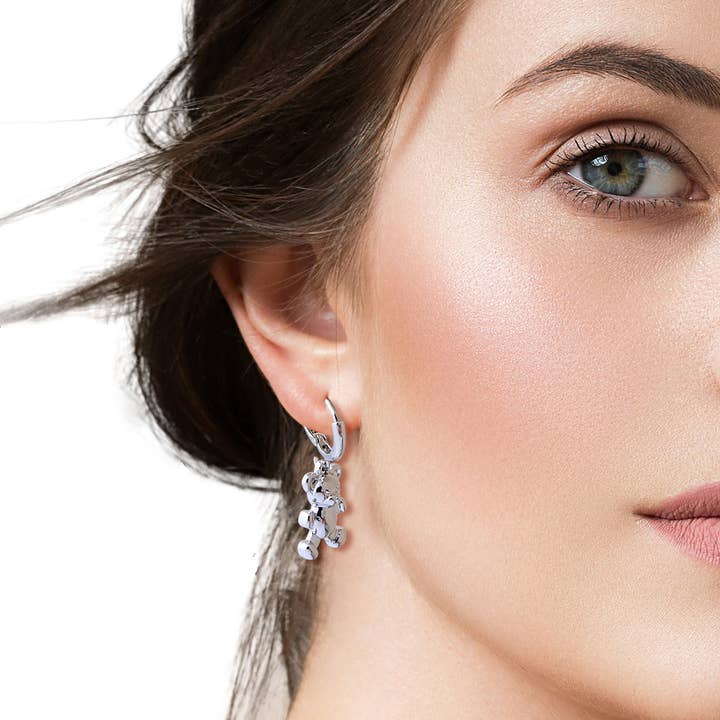 Silver HuDesignerie Teddy Bear Hoops for wholesale by PinktownUSA