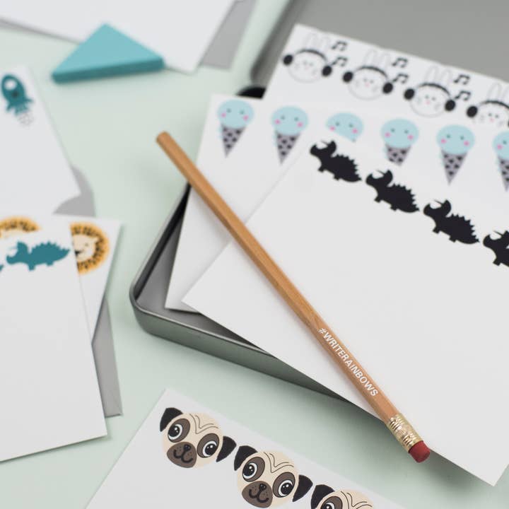 Ta doodle dah Stationery – wholesale Stationery/notecard set – 10 Dinosaur Notecards, Kids Stationery Set, Writing Set1