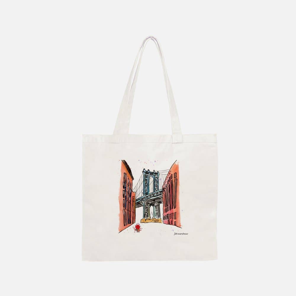 Johnnerdraws - Wholesale Tote Bag - Unisex - DUMBO ROMANCE-TOTEBAG 100% COTTON CANVAS-HANDMADE 1