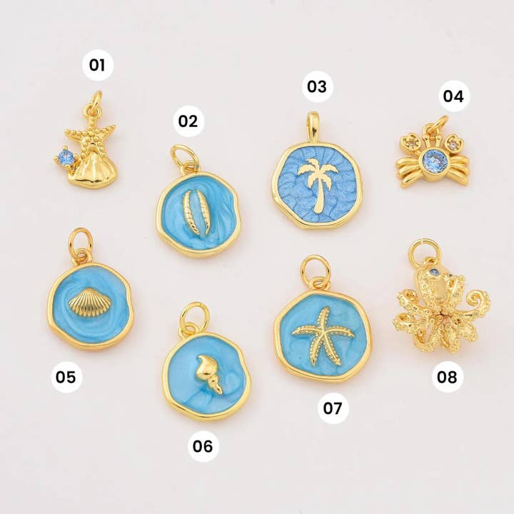 Gold Filled Enamel Beach Charm Ocean Jewelry Pendant LOT006 for wholesale by Beads Creation