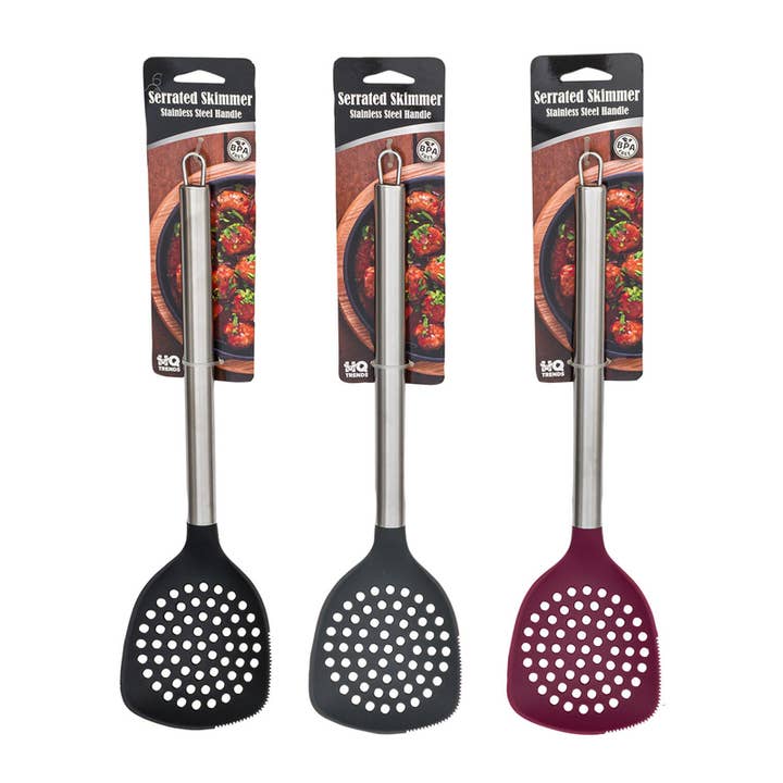 Serrated Skimmer Stainless Steel Handle for wholesale by Deluxe Import Trading