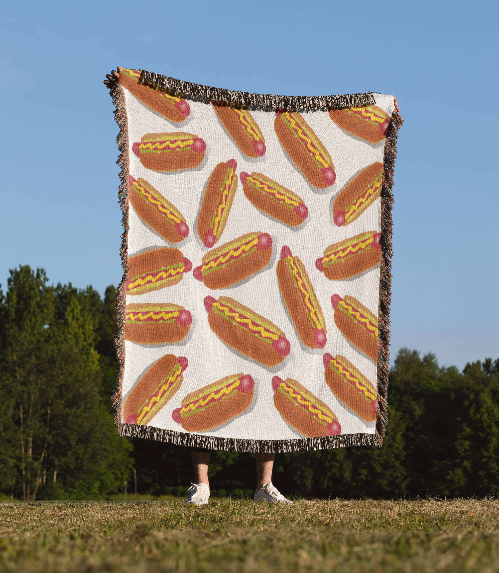 3dRose - Wholesale Throw Blanket - 3dRose, Print of Hot Dog And Bun Repeat Pattern, Blanket1