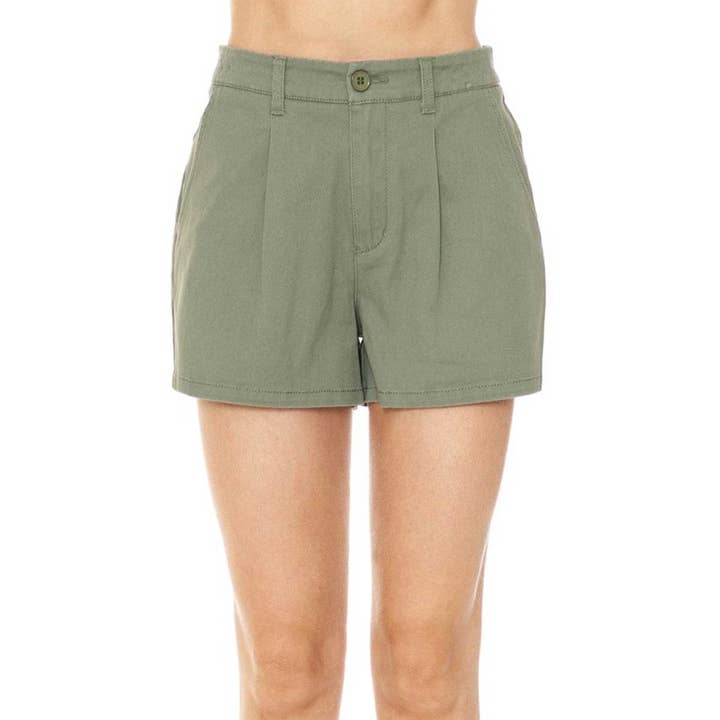 UP CLOTHING - Wholesale Shorts - Women's - COTTON TWILL PLEATED SHORTS W ELASTIC WAISTBAND7