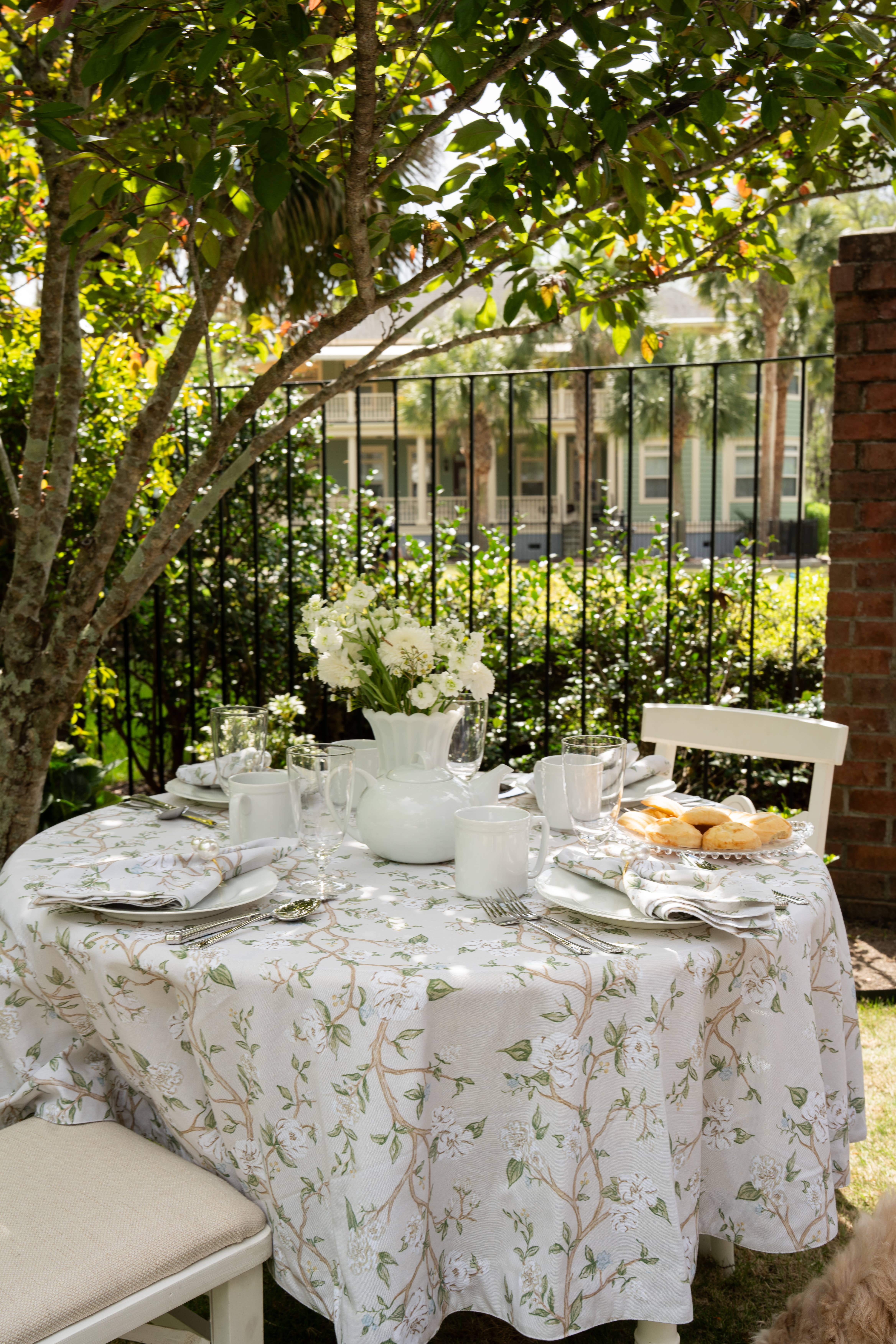 Camellia Floral Cotton Tablecloth for Weddings and Holidays for wholesale on Faire5