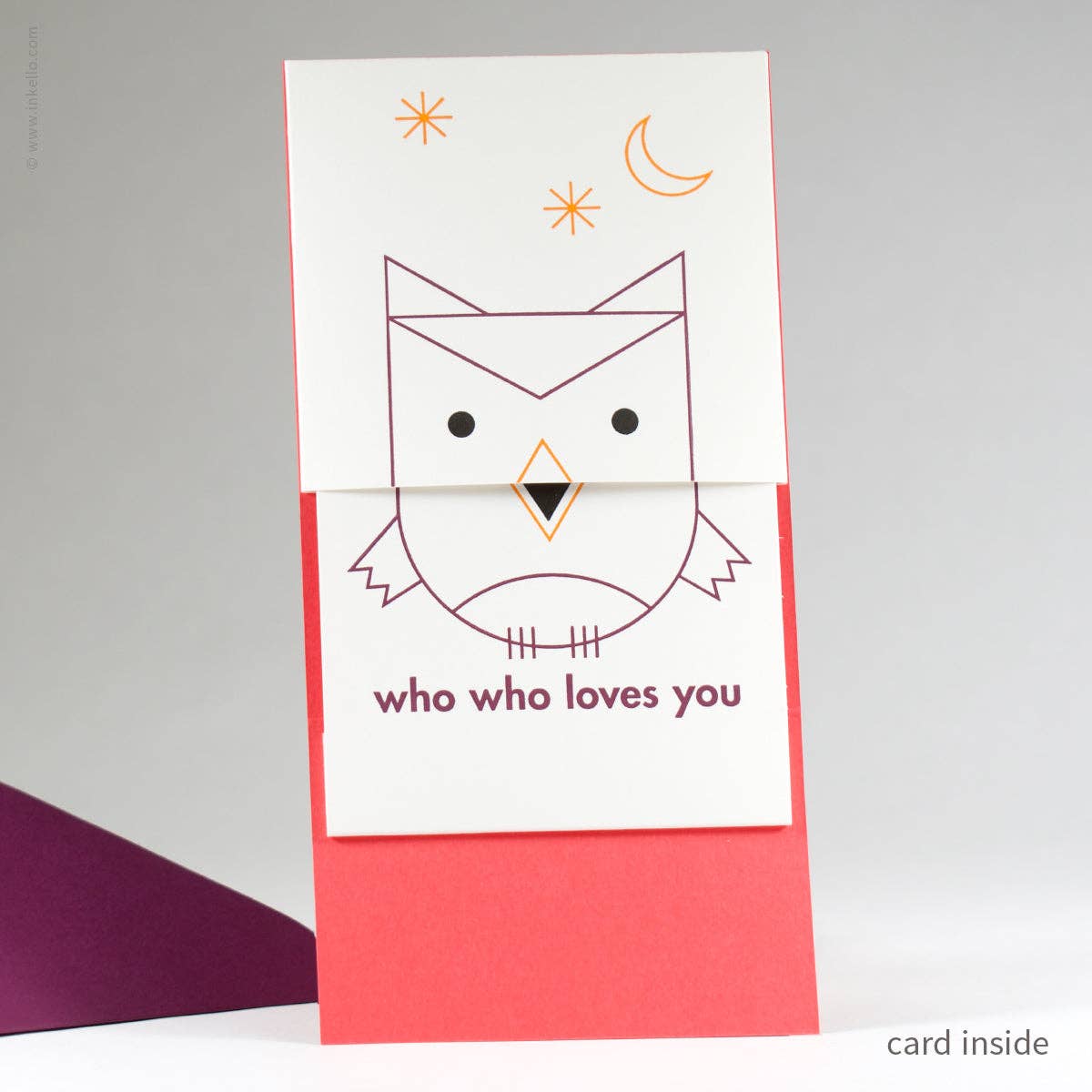 Inkello Letterpress - Wholesale Everyday Greeting Card - Owl Who Who Loves You Peek-a-Boo Card (#506)2