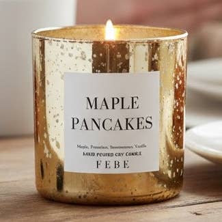 Maple Pancakes - Maple & Pancakes 10oz Gold Glass Candle for wholesale by FEBE Candles