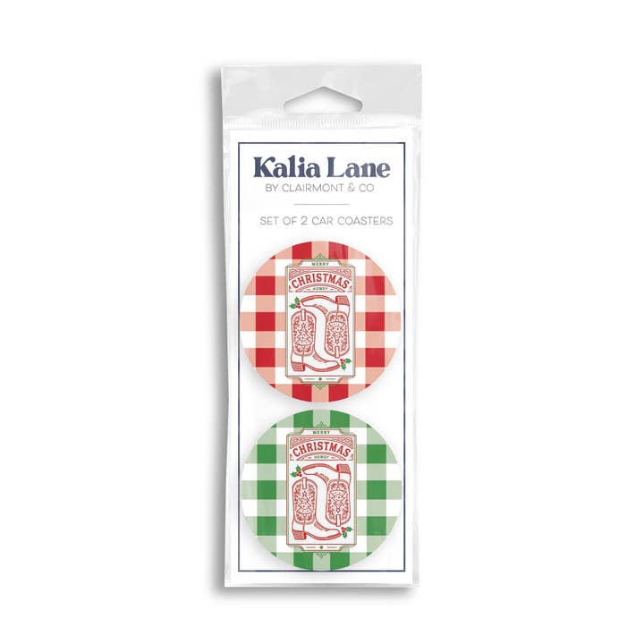 White Car Coaster 2-Pack Kalia Lane-Western Christmas for wholesale on Faire