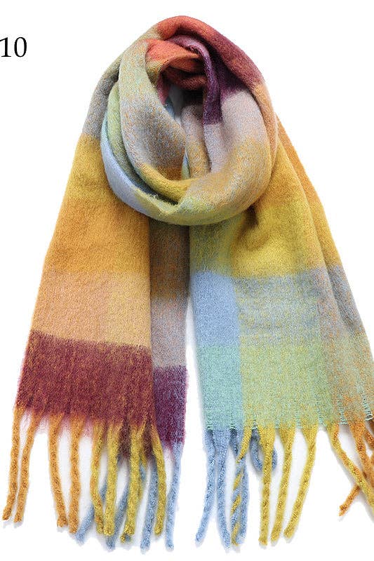 Adorro - Wholesale Scarf - Women's - Chunky Oblong Plaid Multi Color Brushed Scarf (18 colors)5